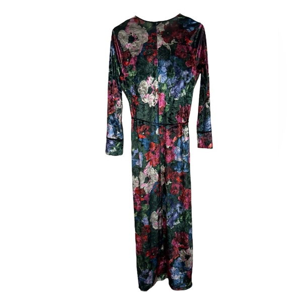 ZARA ACCESSORIES KIMONO VELVET FLORAL LONG SLEEVED LONG MAXI WRAP DRESS USA M - Picture 11 of 11